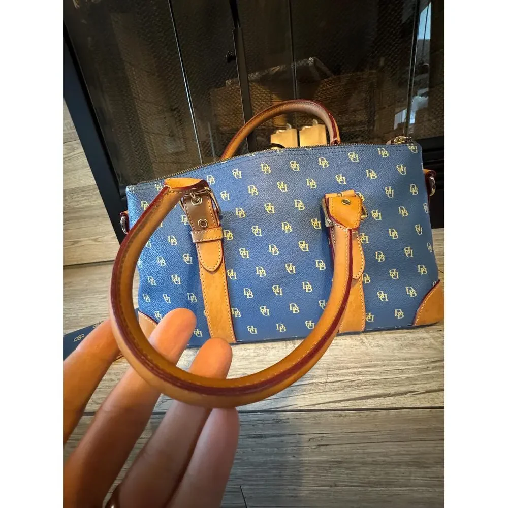 Dooney Bourke blue and natural leather Monogram handbag with strap vintage